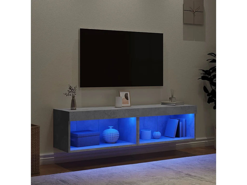 Tv-meubels met LED-verlichting 2 st 60x30x30 cm betongrijs NL693409