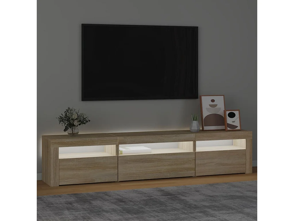 Meuble TV avec lumières LED Chêne sonoma 195x35x40 cm WET2267