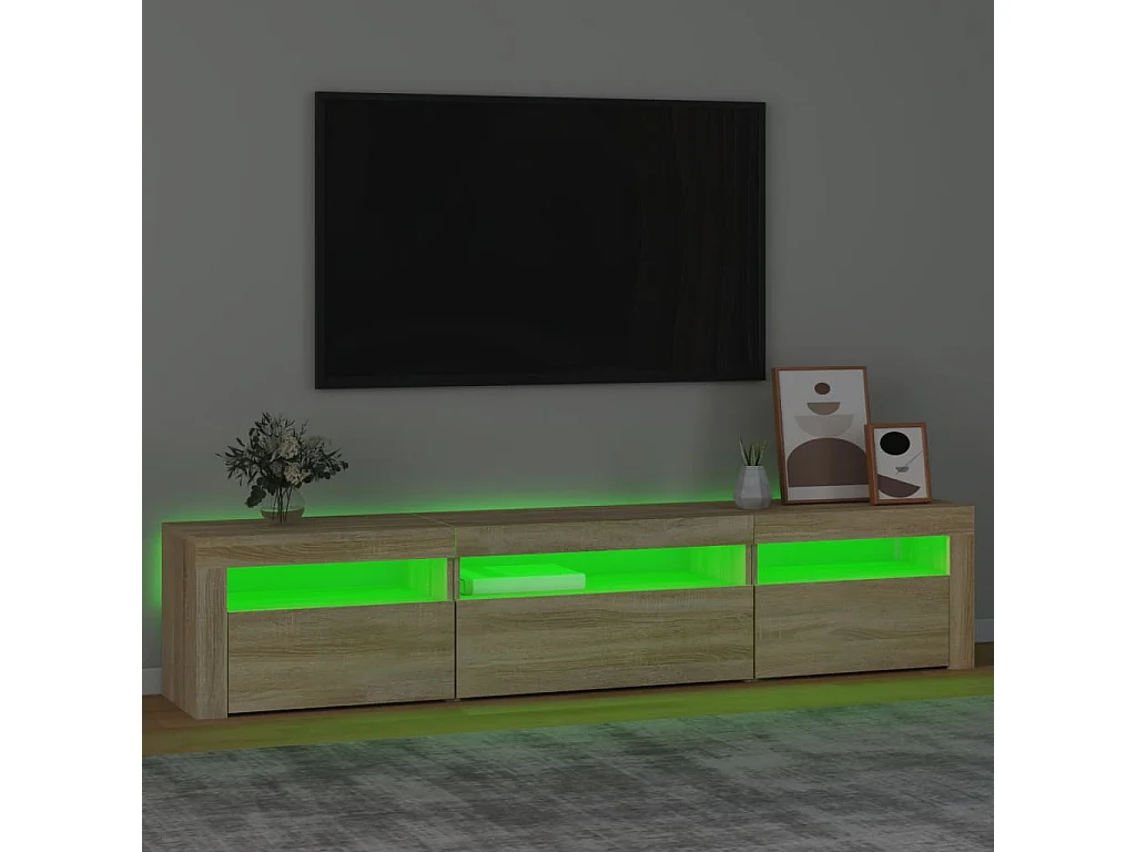 Meuble TV avec lumières LED Chêne sonoma 195x35x40 cm WET2267