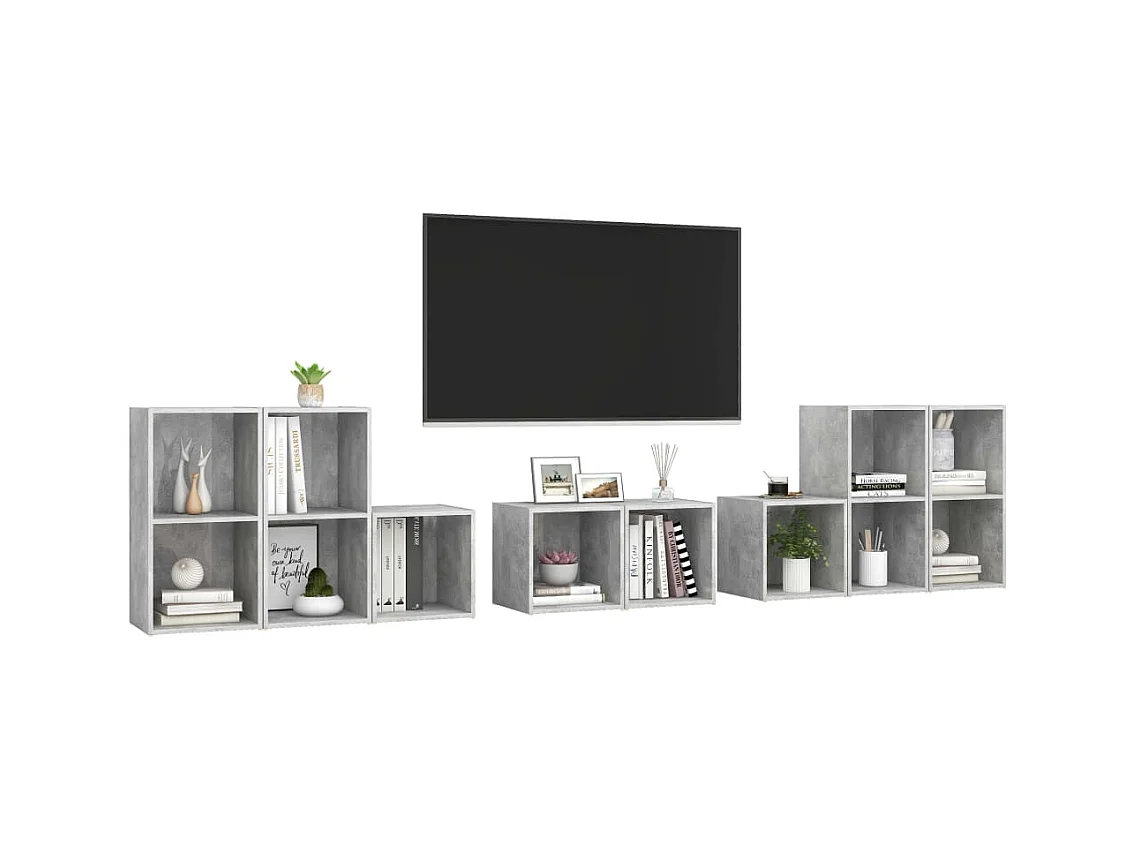 Ensemble de meubles TV 8 pcs Gris béton Aggloméré WET9235