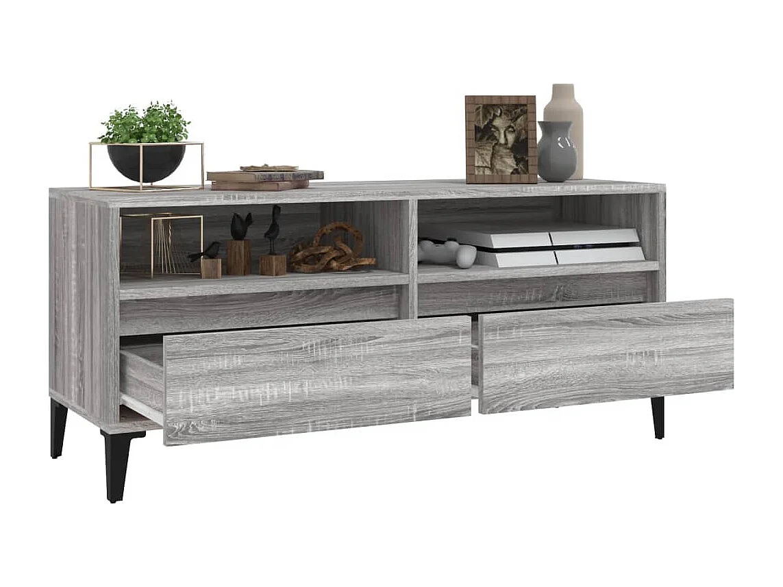 Mueble TV madera contrachapada gris Sonoma 100x34,5x44,5 cm YOE67632