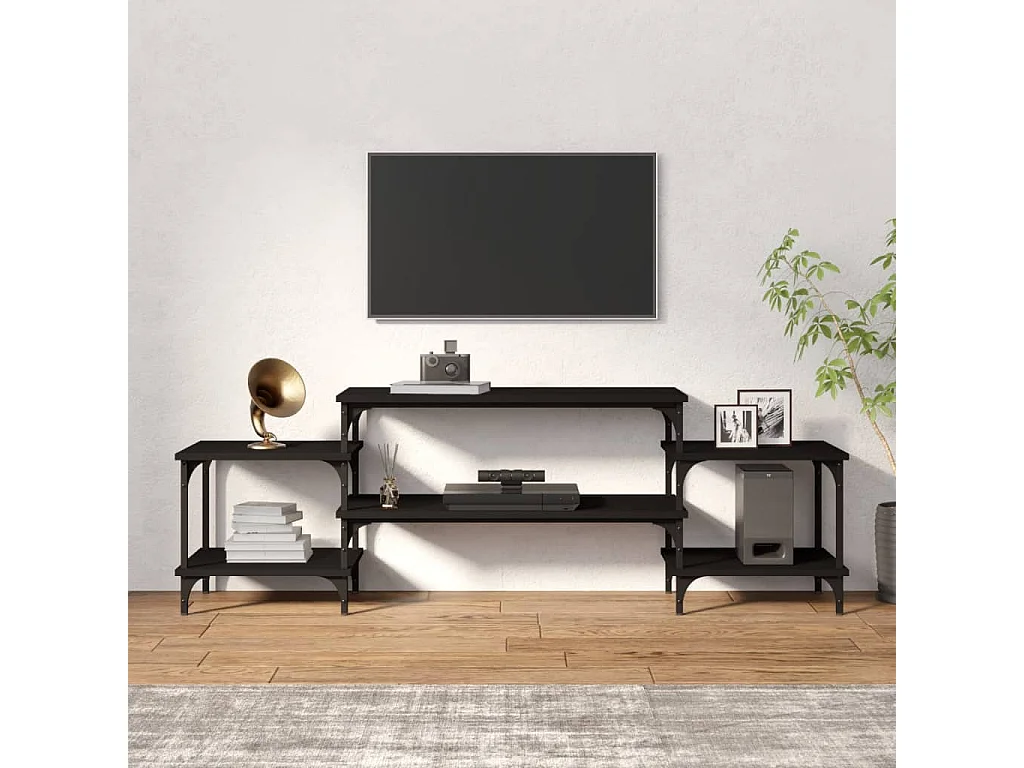 Meuble TV noir 157x35x52 cm bois d'ingénierie WET9405