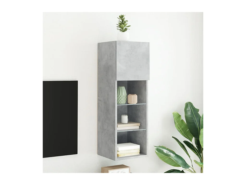TV-Schrank,TV-Möbel mit LED-Leuchten Betongrau 30,5x30x90 cm -gkd388679