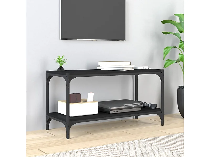 Mueble TV madera contrachapada y acero negro 80x33x41 cm YOE58009