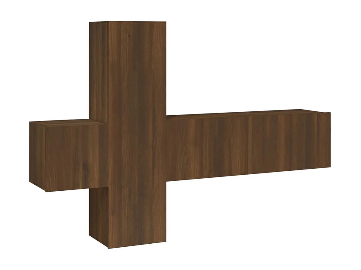 3-delige Tv-meubelset bewerkt hout bruin eikenkleur NL48887