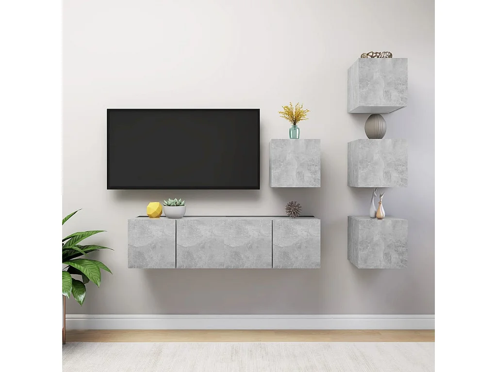 Set de muebles de salón 6 pzas madera ingeniería gris hormigón ES566993