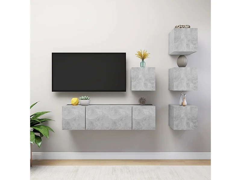 Set de muebles de salón 6 pzas madera ingeniería gris hormigón ES566993