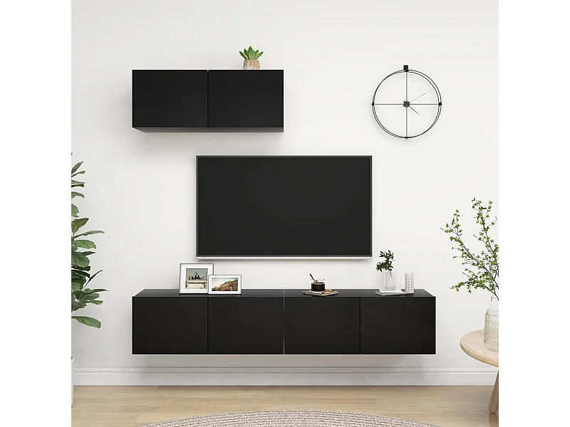 Tv-meubelen 3 st bewerkt hout zwart NL215770