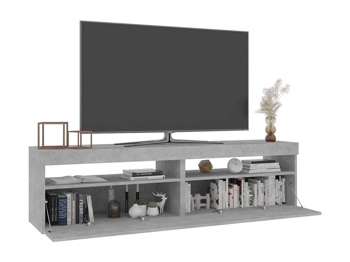 2 unidades gris hormigón 75x35x40cm YOE21354 Muebles TV con luces LED