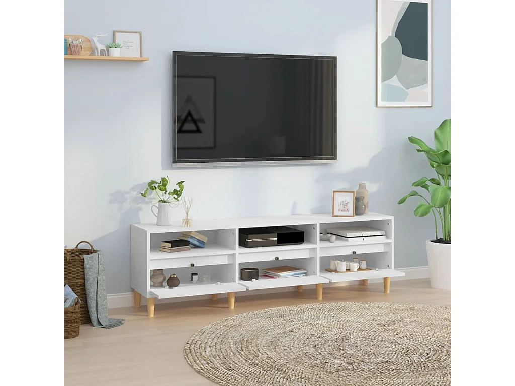 Meuble TV blanc 150x30x44,5 cm bois d'ingénierie WET3700