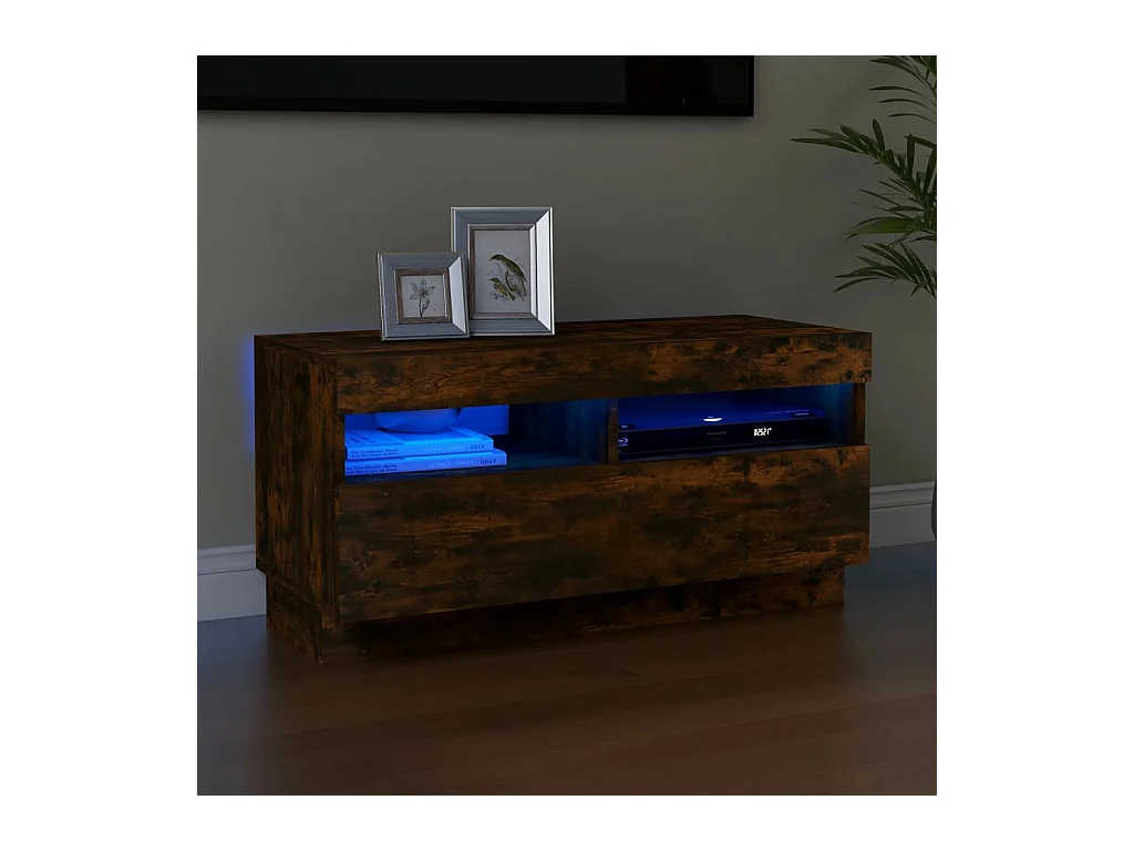 Meuble TV avec lumières LED chêne fumé 80x35x40 cm WET2195