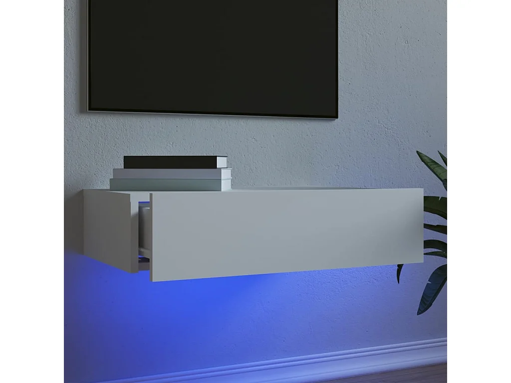 Móvel de TV com luzes LED 60x35x15,5 cm branco PT528359