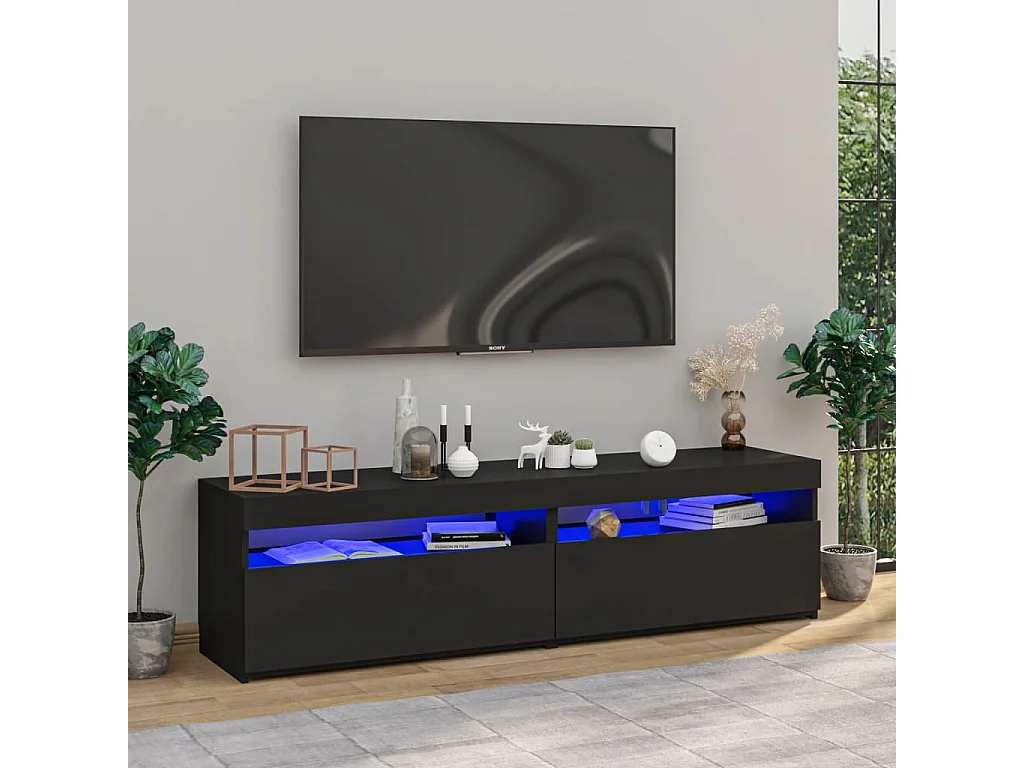 2 Stk.TV-Schränke,TV-Möbel mit LED-Leuchten Schwarz 75x35x40 cm -gkd914649