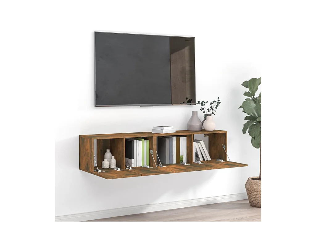 2-delige Tv-meubelset bewerkt hout gerookt eikenkleurig NL83510
