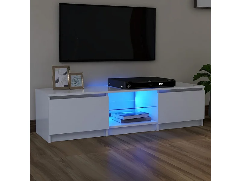 Meuble TV avec lumières LED blanc 140x40x35,5 cm WET8992