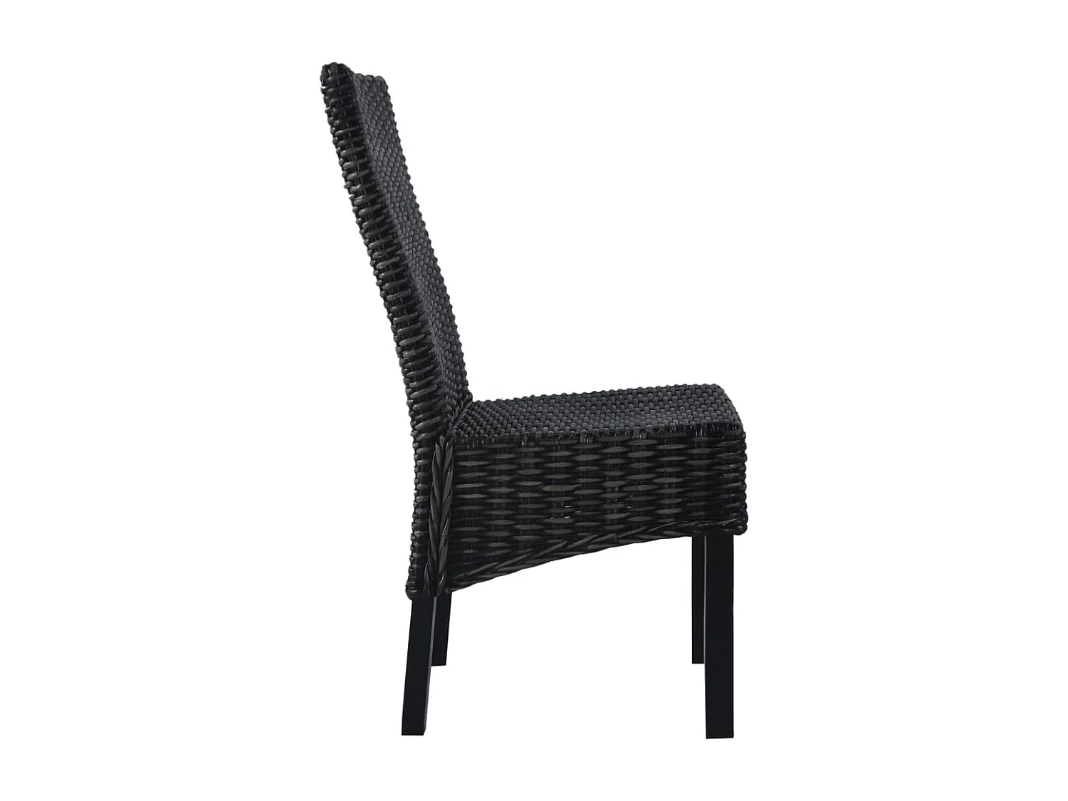 Chaises à manger Lot de 4 noir rotin Kubu et bois de manguier REO21617