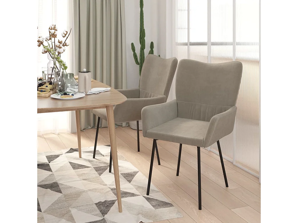 Cadeiras de jantar 2 pcs veludo cinzento-claro PT558766