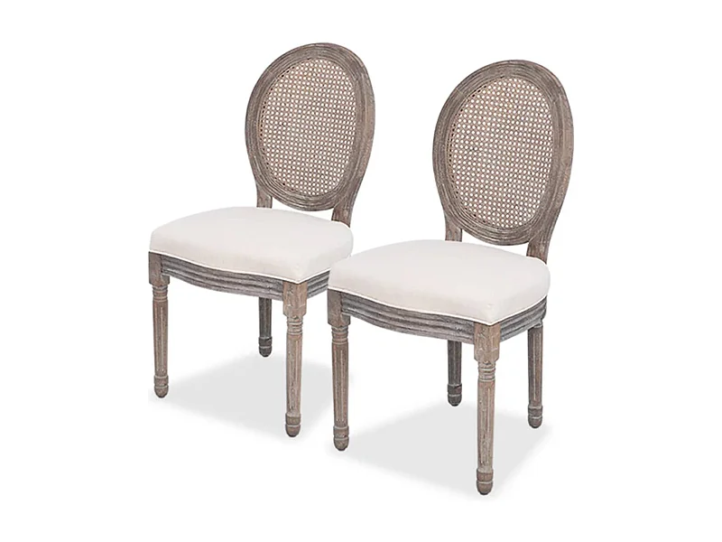 Chaises à manger Lot de 2 crème tissu REO97438
