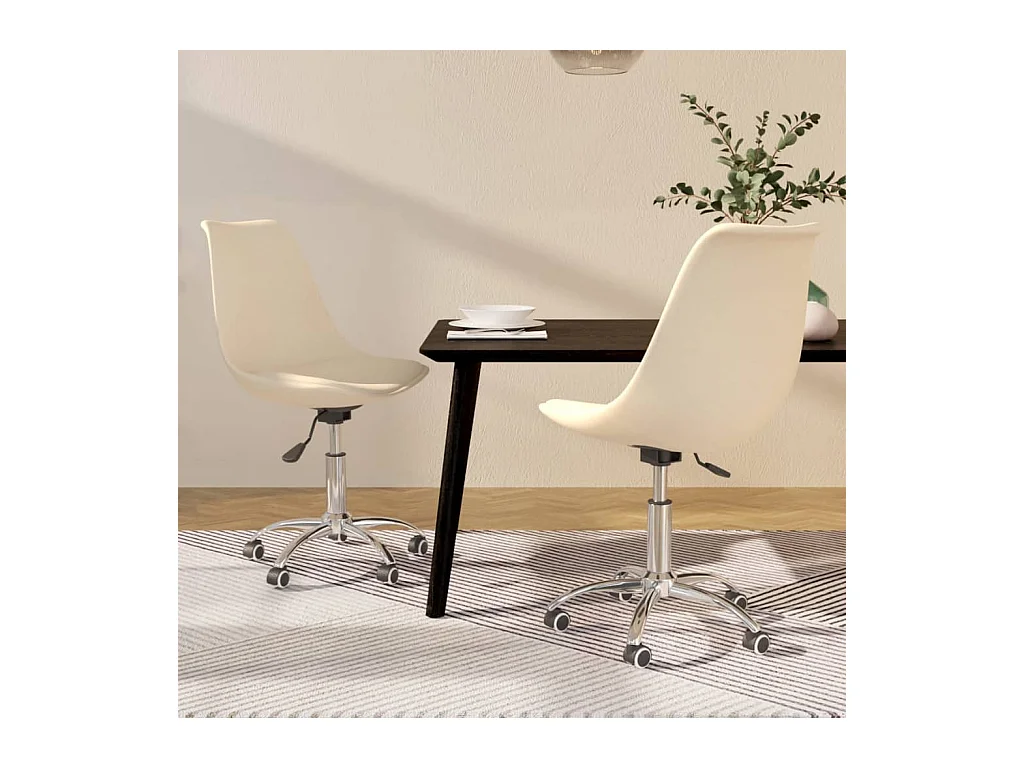 Chaises pivotantes à manger Lot de 2 Crème Tissu REO14954