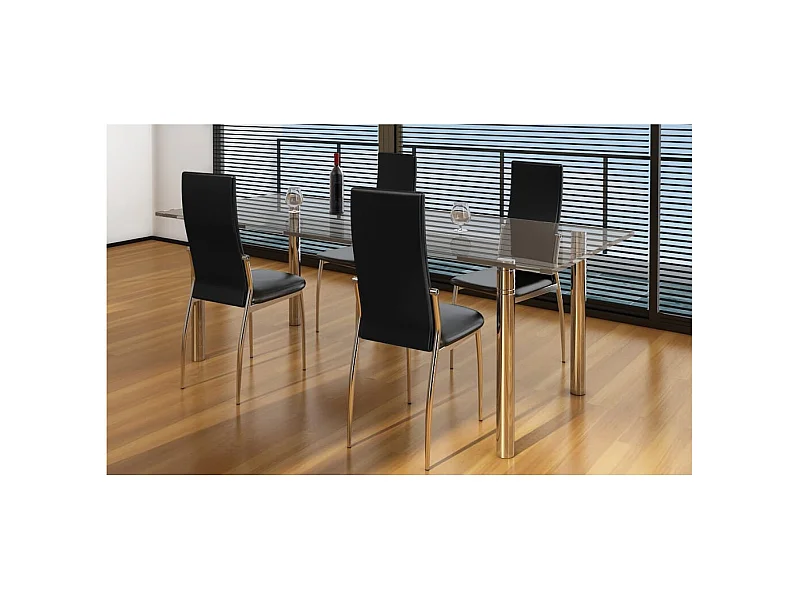 4er-set-Stühle| Esszimmerstühle Schwarz Kunstleder -gkd547335