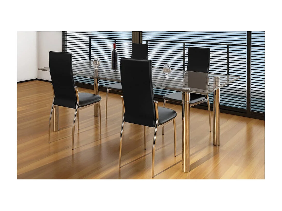 Juego de 4 Sillas de comedor cuero sintético negro ES216519