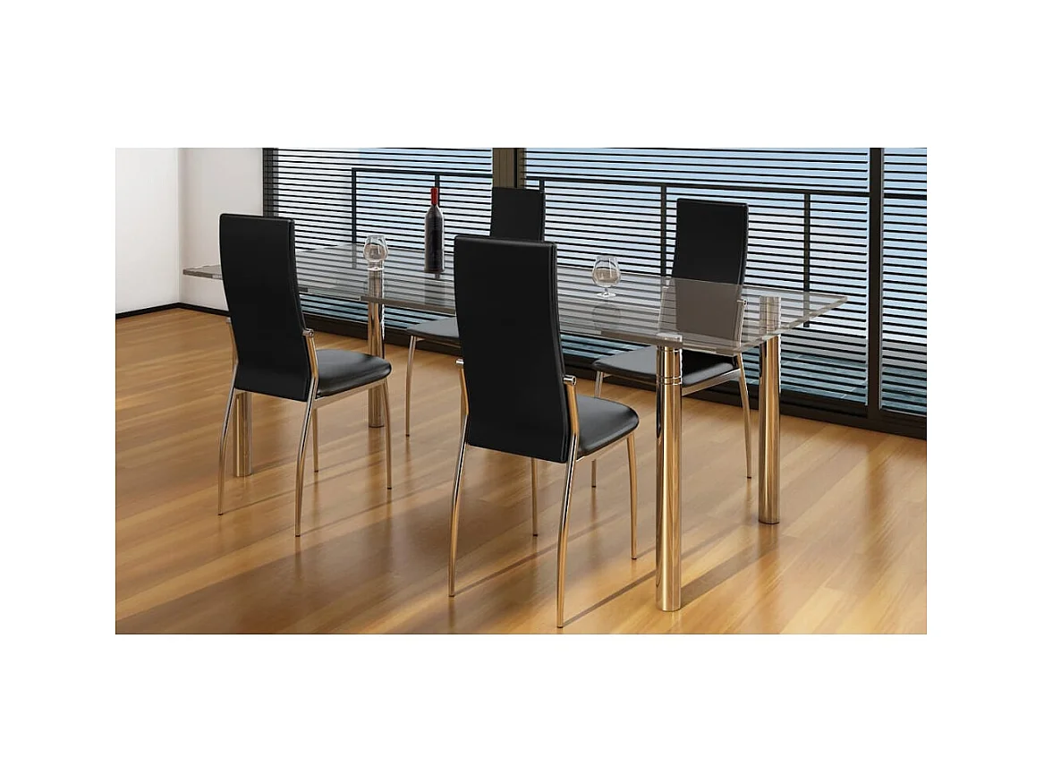 Chaises à manger Lot de 4 noir similicuir REO96157