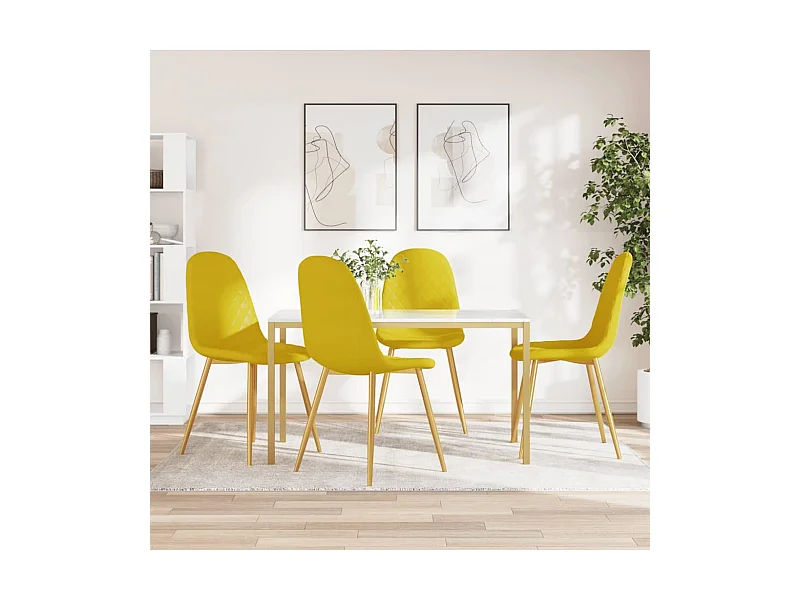 4er-set-Stühle| Esszimmerstühle Senfgelb Samt -gkd169449