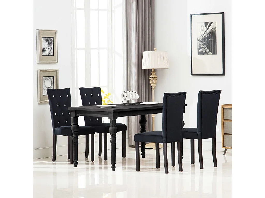 4er-set-Stühle| Esszimmerstühle Schwarz Samt -gkd297761