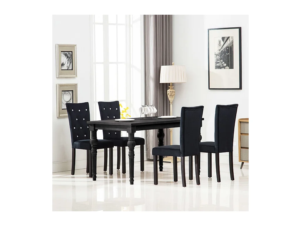Chaises à manger Lot de 4 Noir Velours REO87564