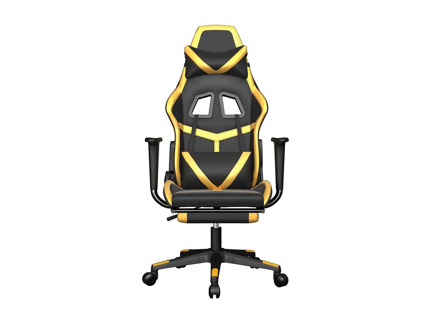 Chaise gaming avec repose-pied Noir et doré Similicuir SEF99908