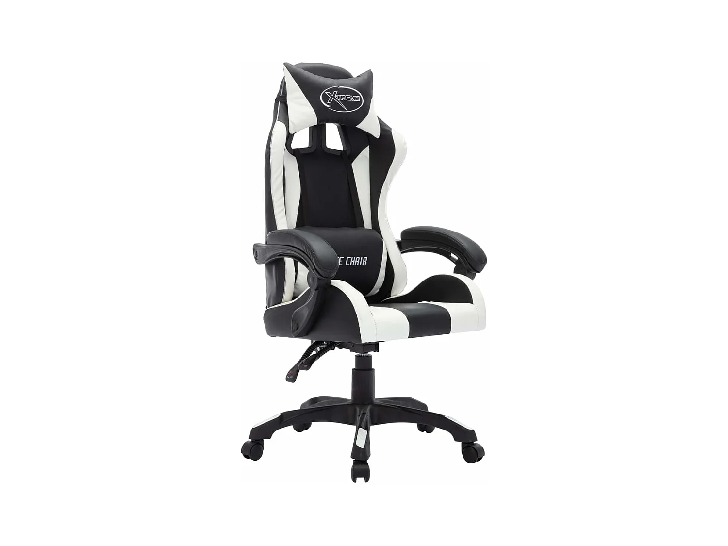 Chaise gamer avec LED RVB Blanc et noir Similicuir REO59564