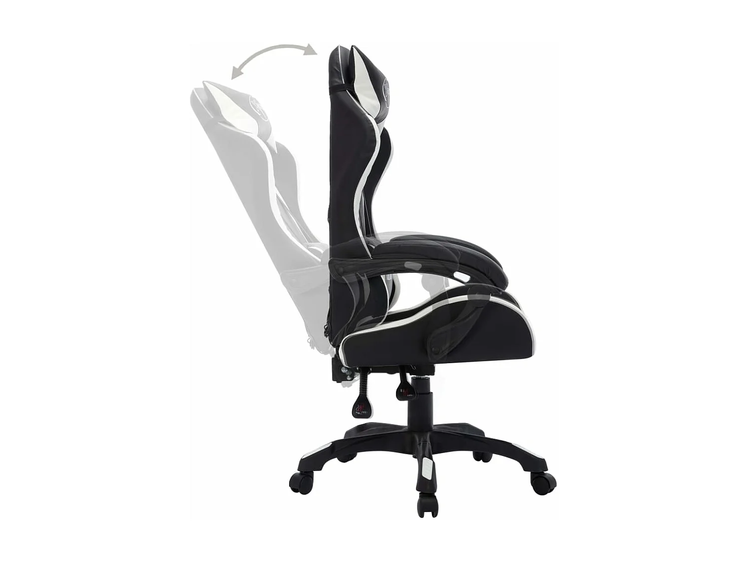 Racestoel met RGB LED-verlichting kunstleer wit en zwart NL102922