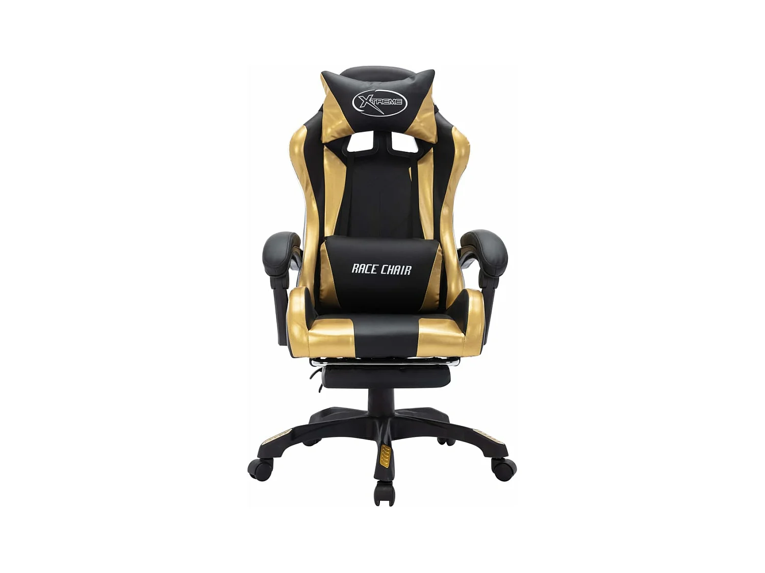 Chaise gamer avec LED RVB Doré et noir Similicuir REO67767