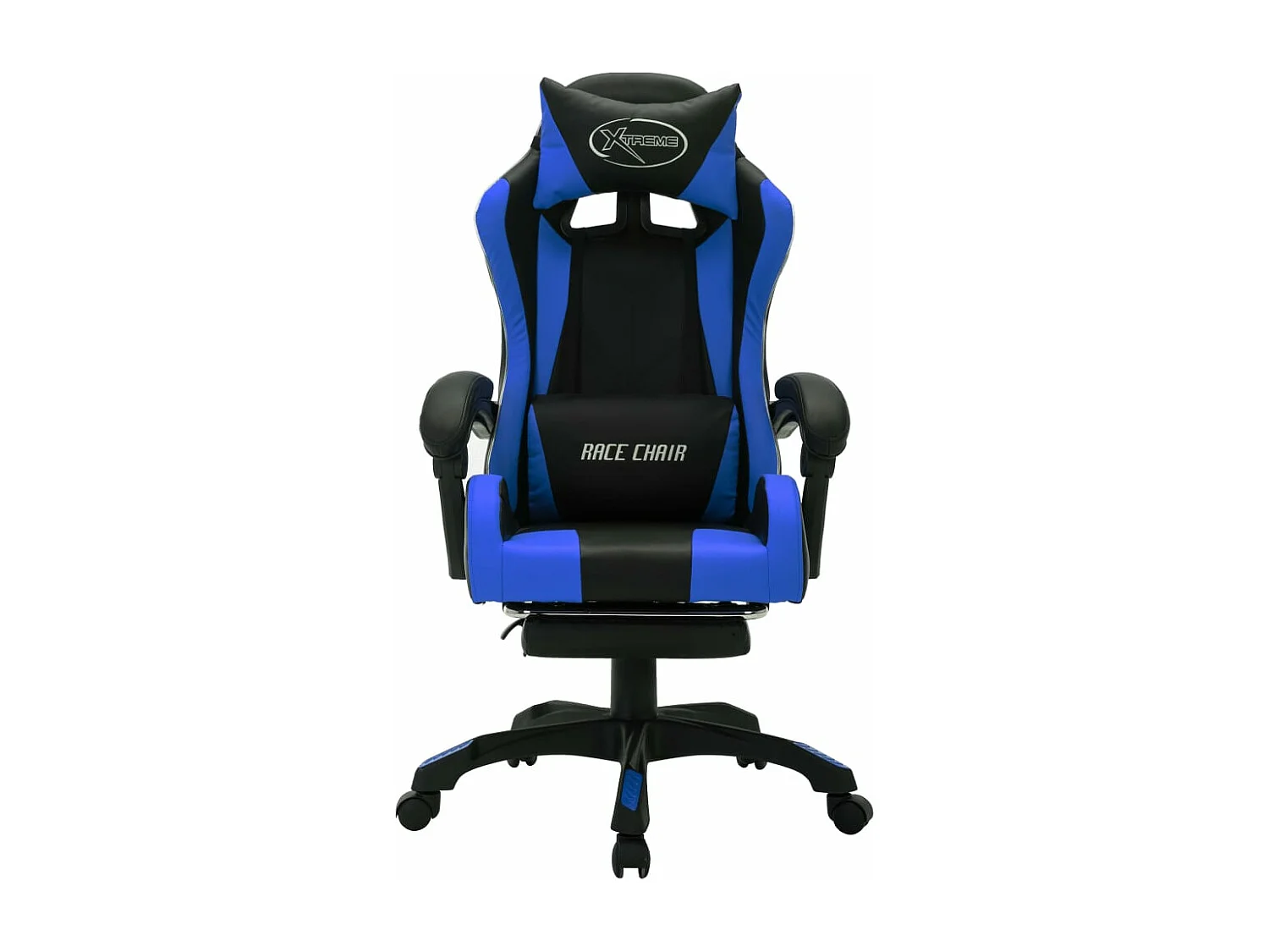 Chaise gamer avec LED RVB Bleu et noir Similicuir REO95105