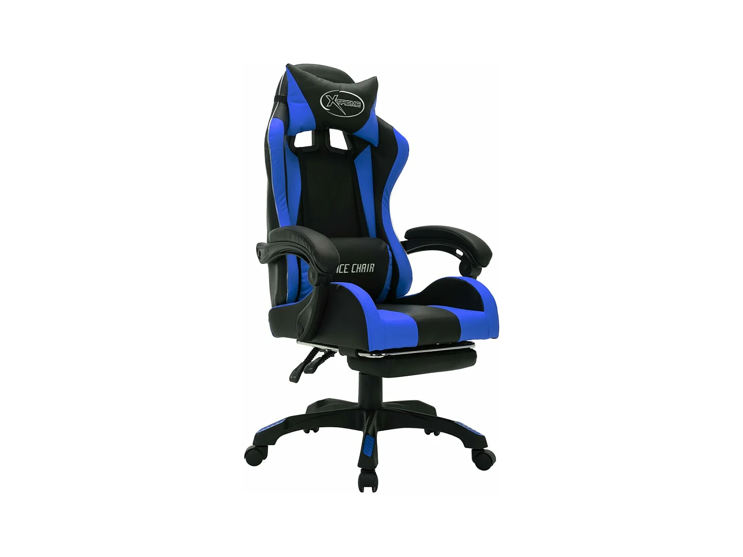 Chaise gamer avec LED RVB Bleu et noir Similicuir REO95105