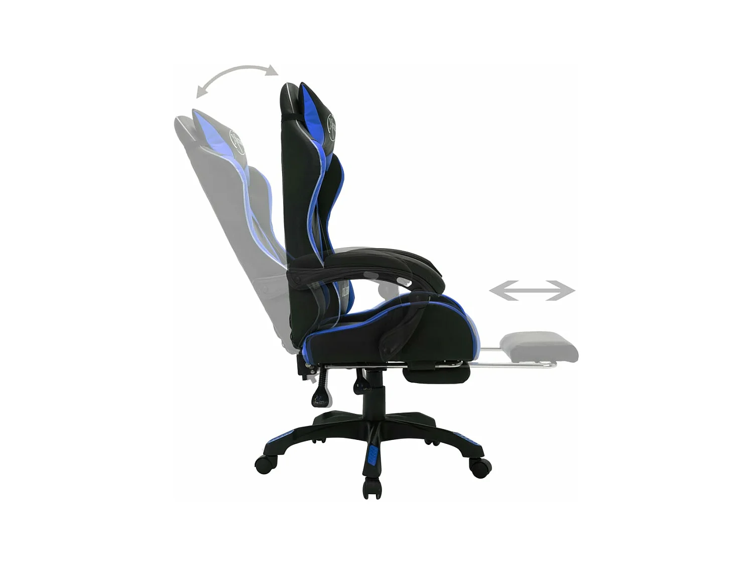 Chaise gamer avec LED RVB Bleu et noir Similicuir REO95105