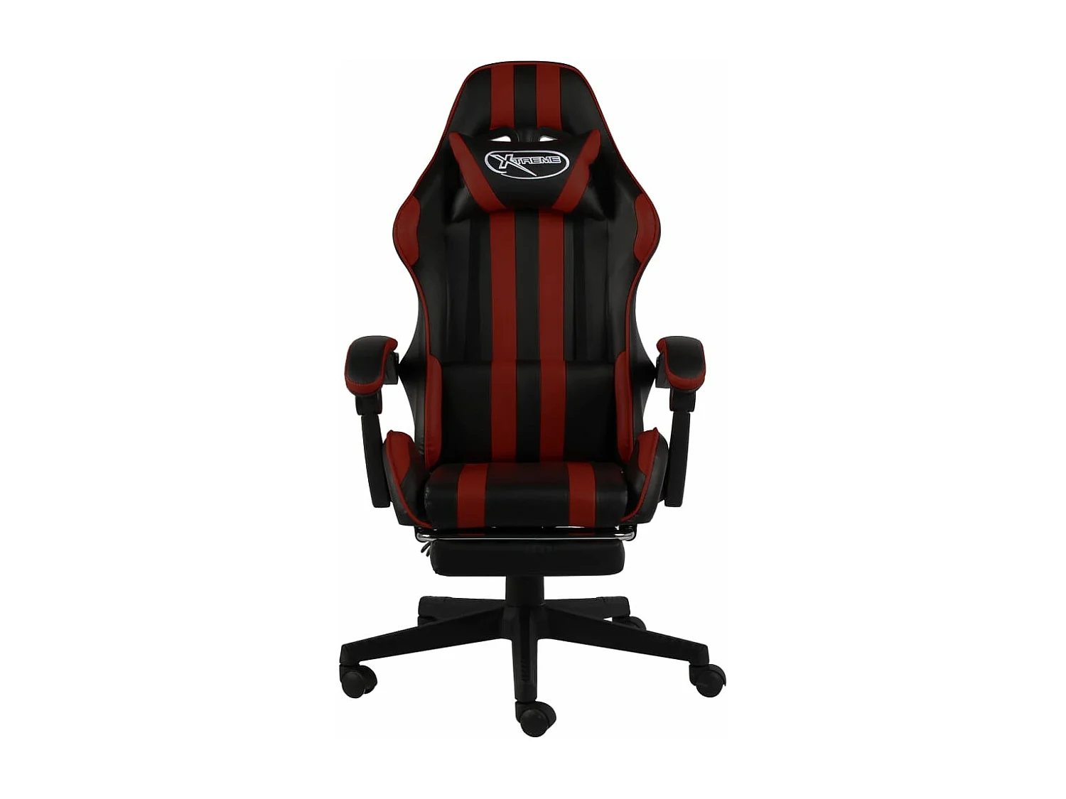 Chaise gamer et repose-pied Noir/bordeaux Similicuir REO76890