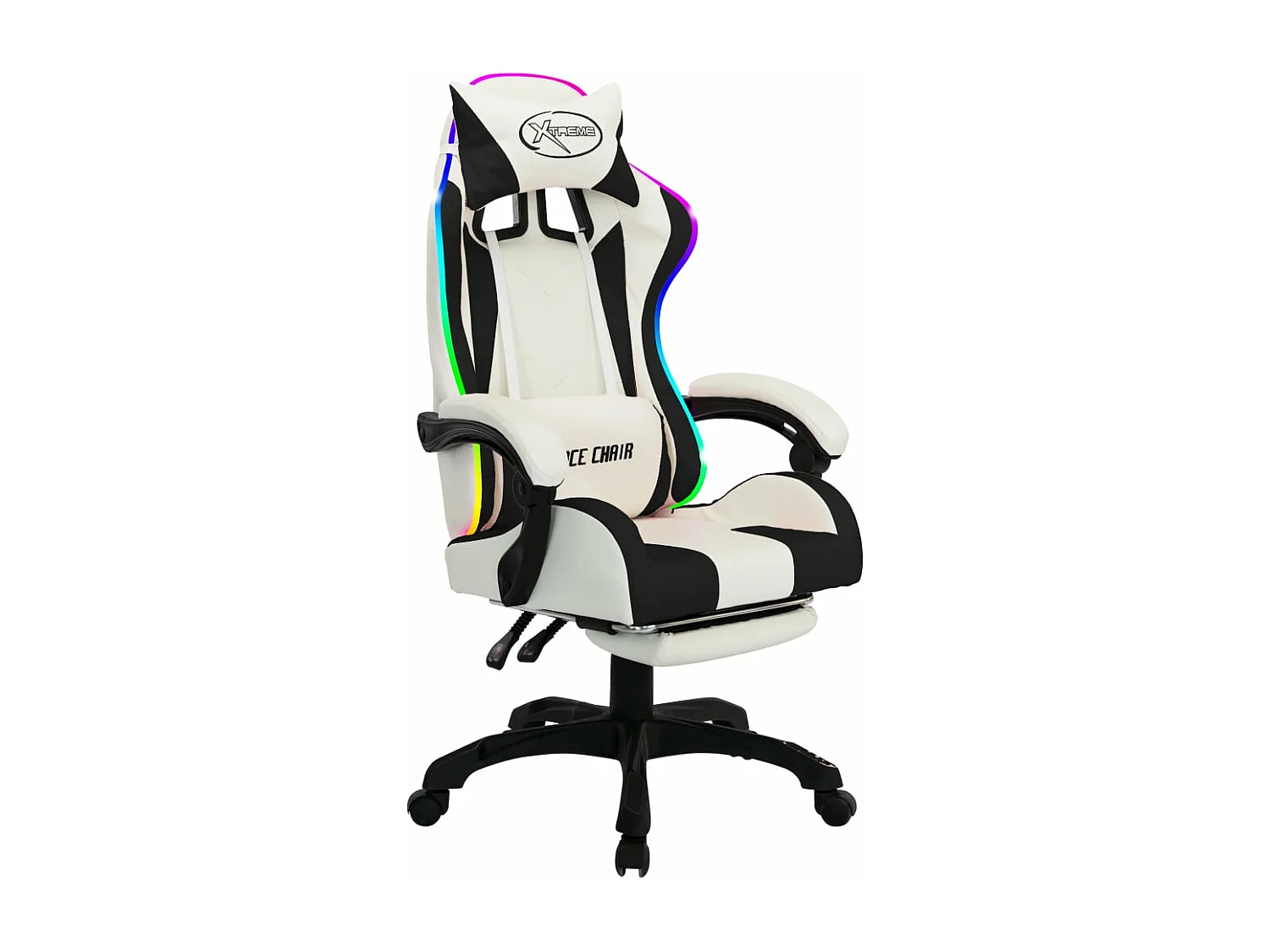 Chaise gamer avec LED RVB Noir et blanc Similicuir REO32568