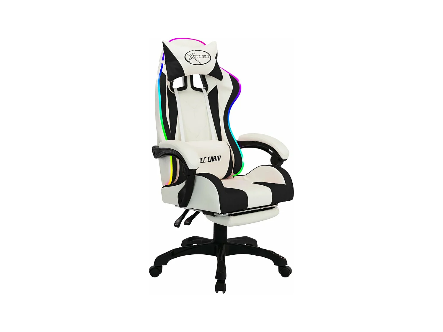 Chaise gamer avec LED RVB Noir et blanc Similicuir REO32568