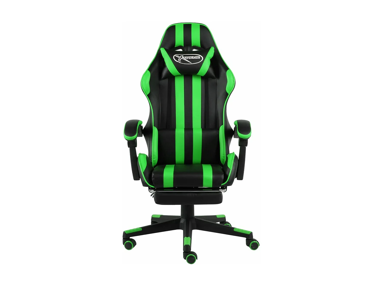 Chaise gamer avec repose-pied Noir et vert Similicuir REO23551