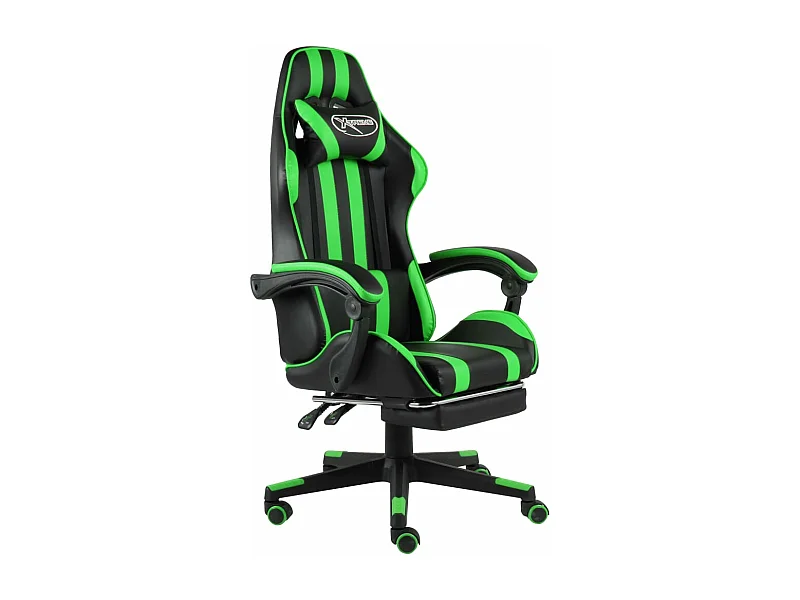 Chaise gamer avec repose-pied Noir et vert Similicuir REO23551