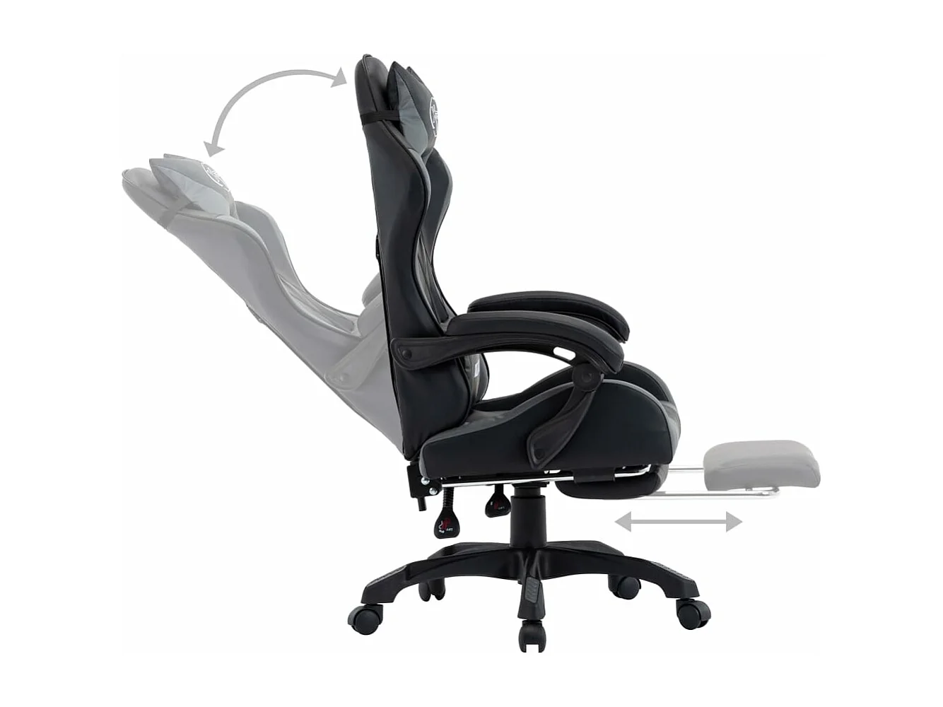 Chaise gamer avec repose-pied Gris et noir Similicuir REO35220