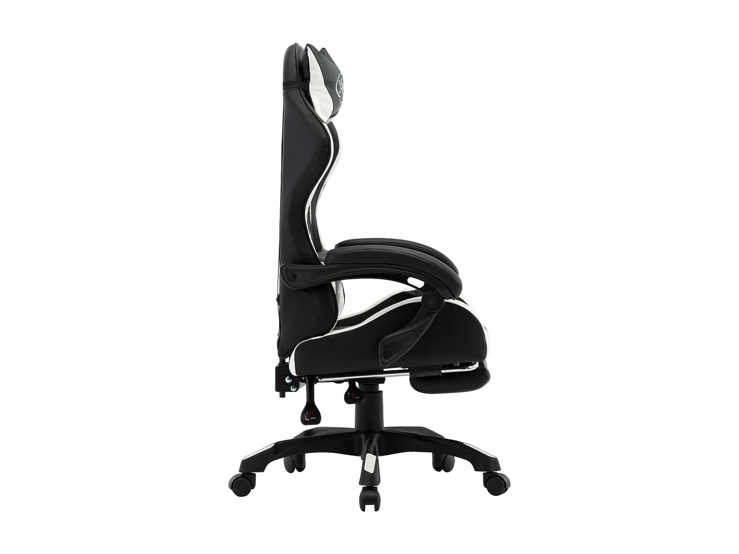 Chaise gamer et repose-pied Blanc et noir Similicuir REO35981