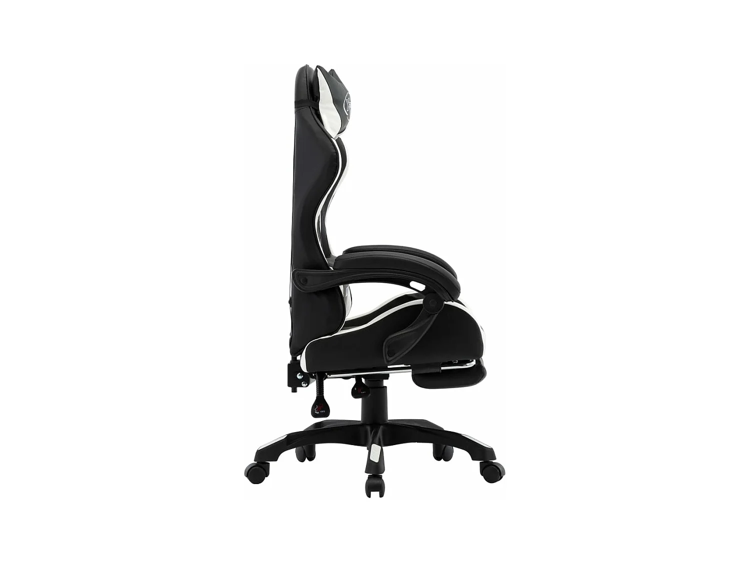 Chaise gamer et repose-pied Blanc et noir Similicuir REO35981