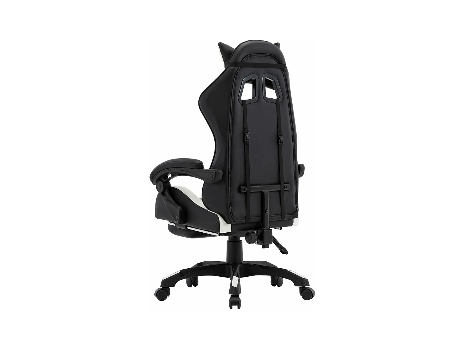 Chaise gamer et repose-pied Blanc et noir Similicuir REO35981