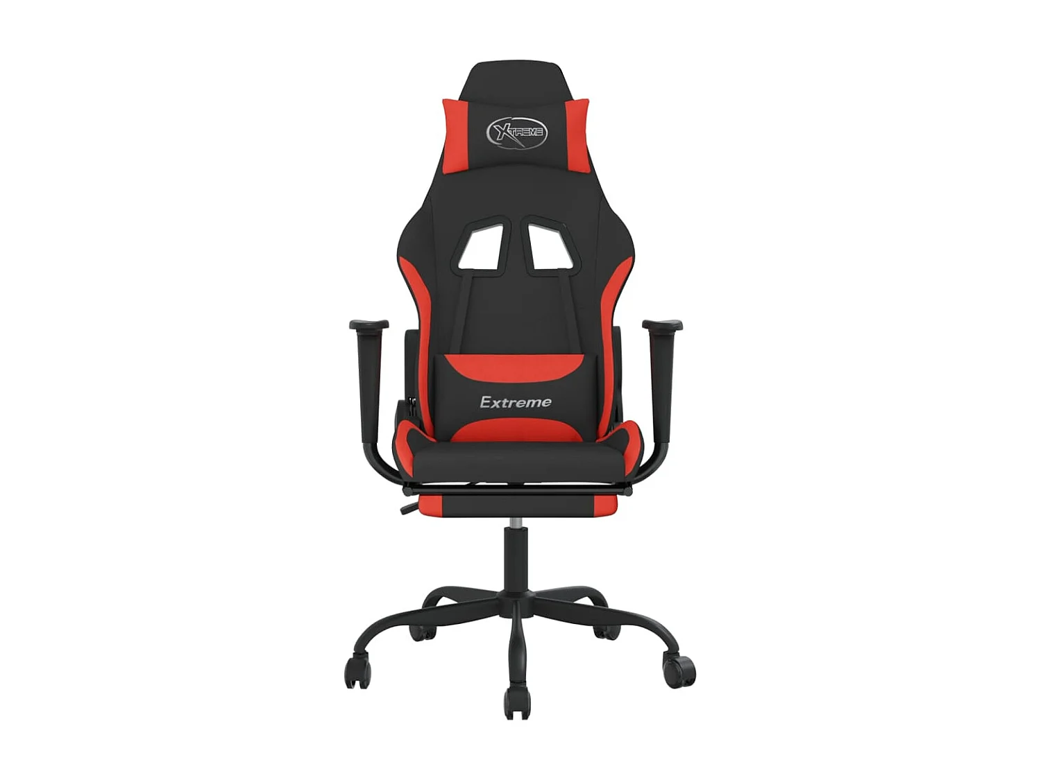 Chaise gaming avec repose-pied Noir et rouge Tissu SEF42888