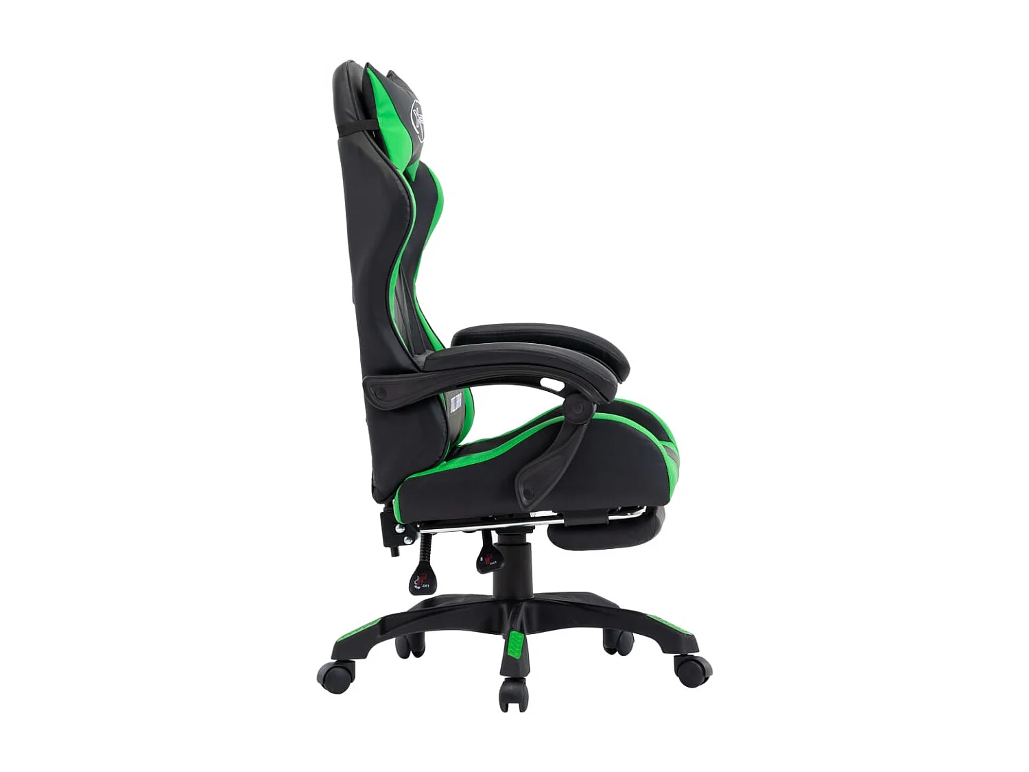Chaise gamer avec repose-pied Vert et noir Similicuir REO54925