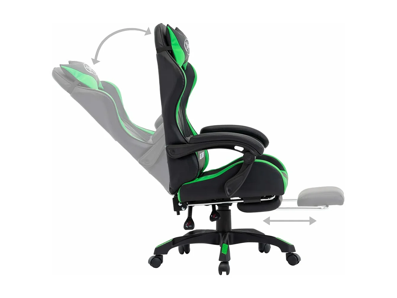 Chaise gamer avec repose-pied Vert et noir Similicuir REO54925