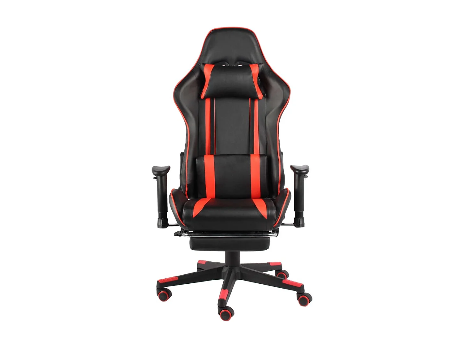 Gamestoel draaibaar met voetensteun PVC rood NL562496