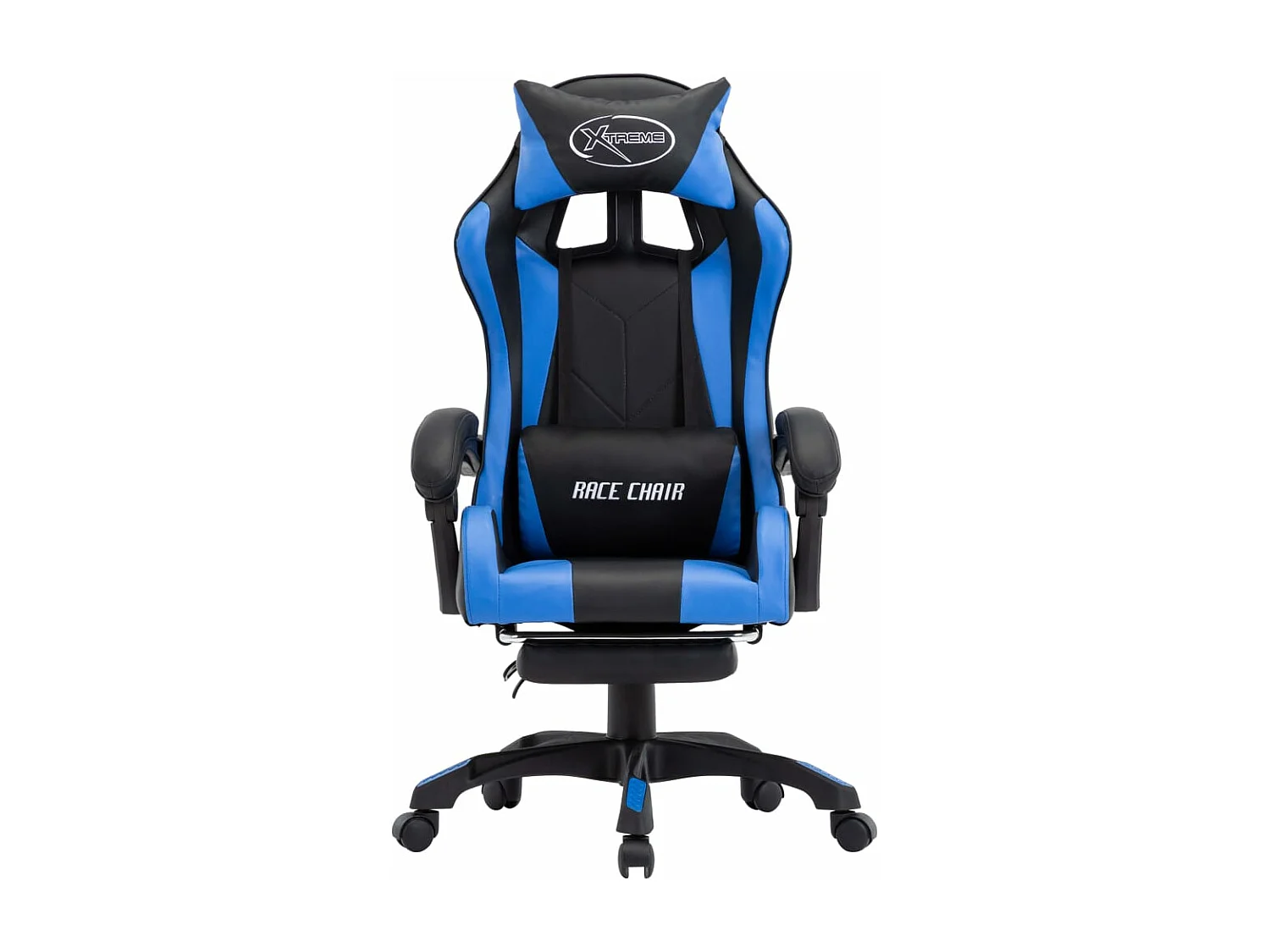 Chaise gamer avec repose-pied Bleu et noir Similicuir REO68027